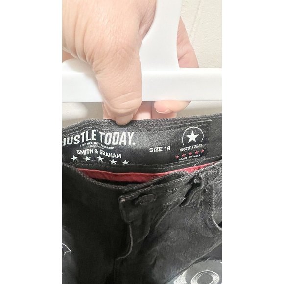 Smith & Graham Hustle Today Boys Youth Army Black Ripple Denim Jeans Size 14 - Picture 9 of 9